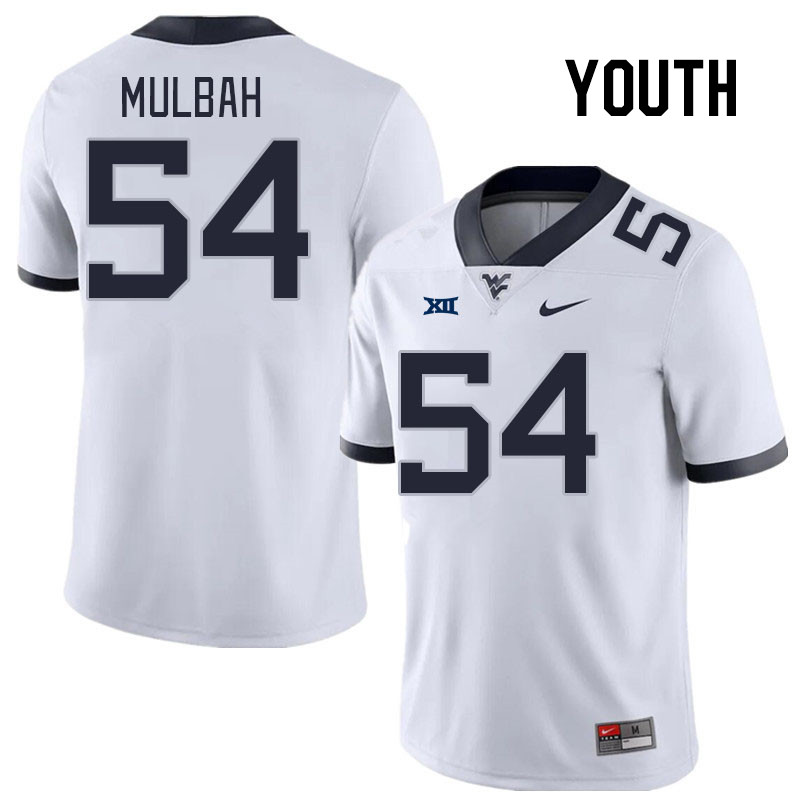 Youth #54 Fatorma Mulbah West Virginia Mountaineers College Football Jerseys Stitched Sale-White - Click Image to Close